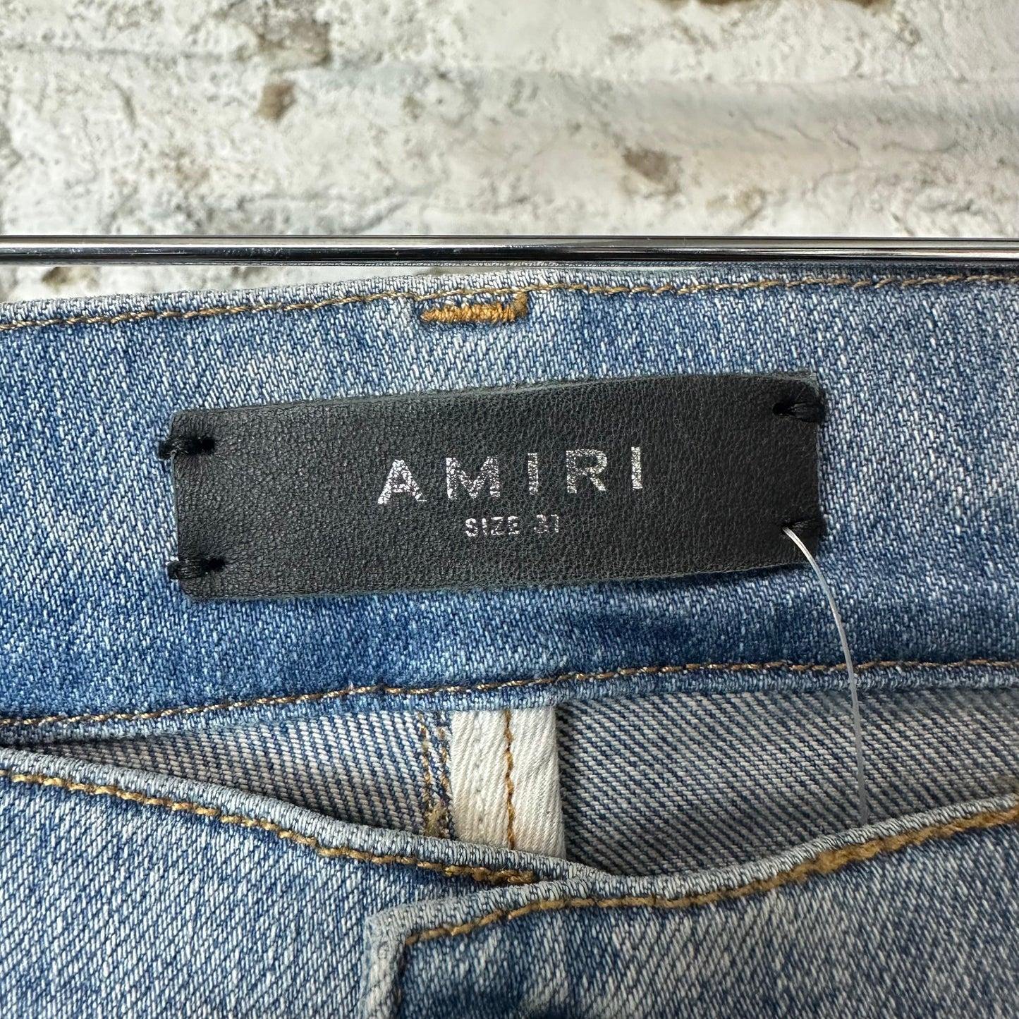 Amiri Varsity 22 Patch Blue Denim Jeans Sz 31