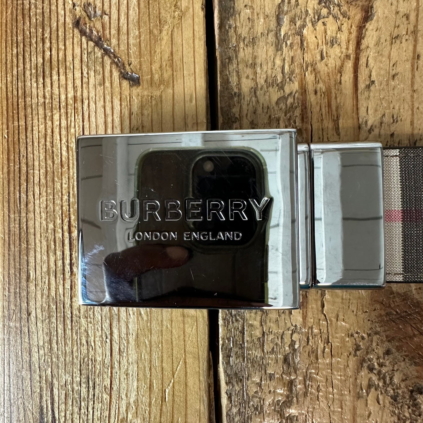 Burberry Tan Plaid Black Reversible Belt Sz (100/40)