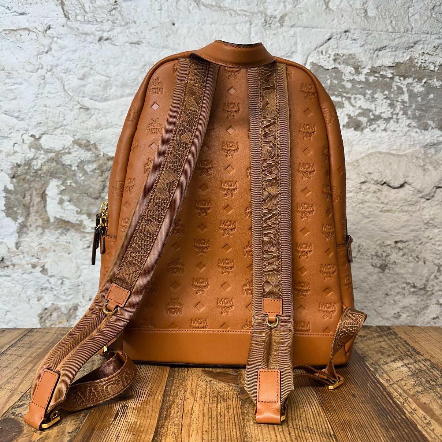 MCM Stark Leather Roasted Pecan Backpack