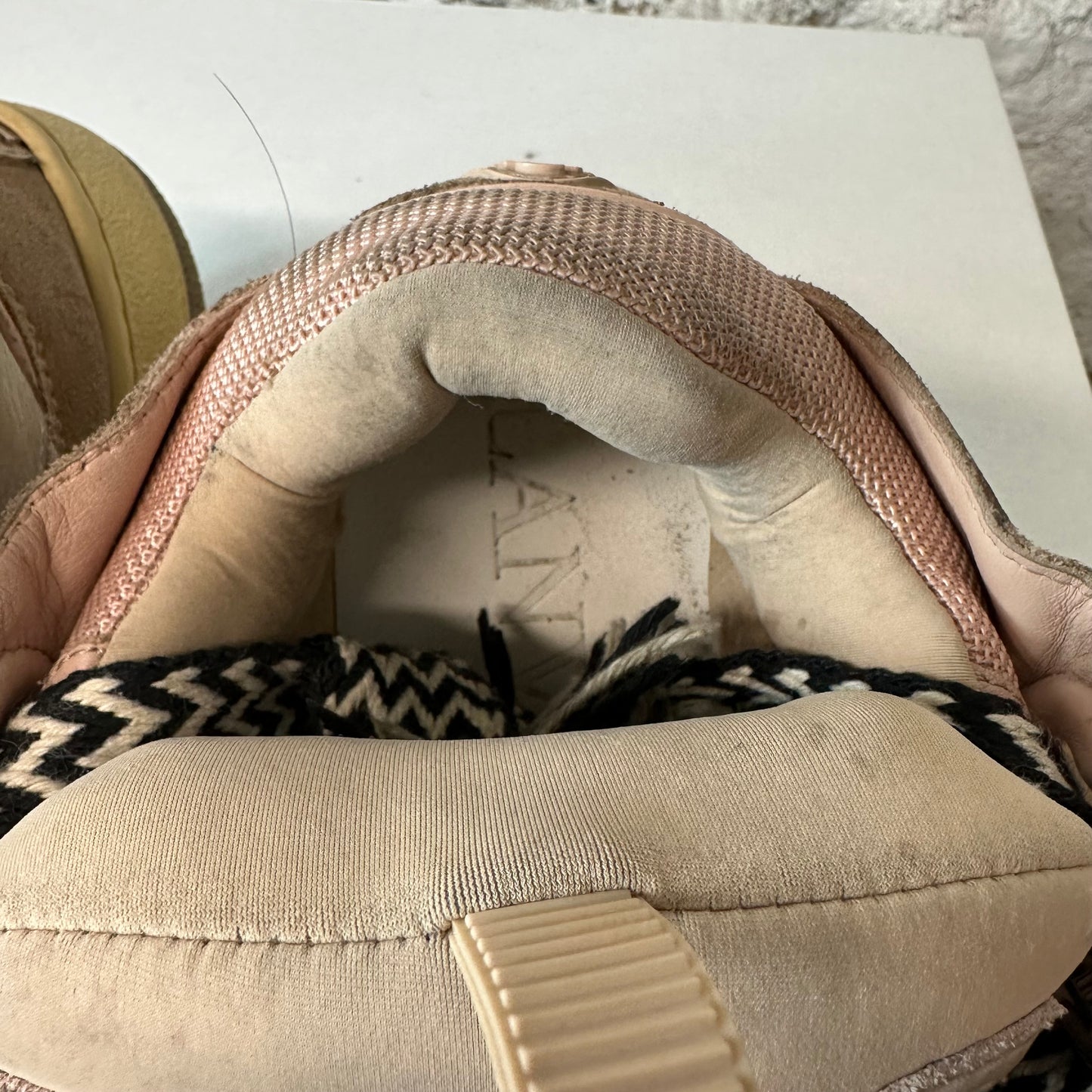 Lanvin Curb Black White Lace Pink Sneaker Sz 6.5 (39) No Box