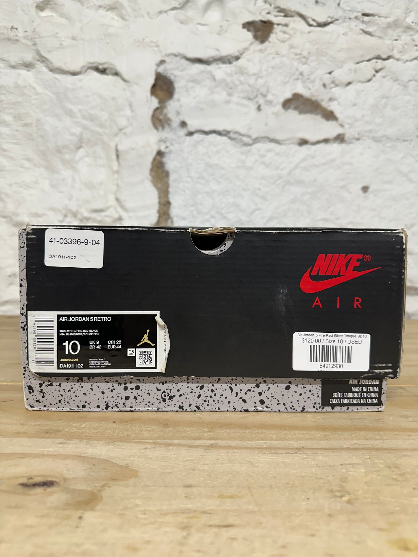 Air Jordan 5 Fire Red Silver Tongue Sz 10