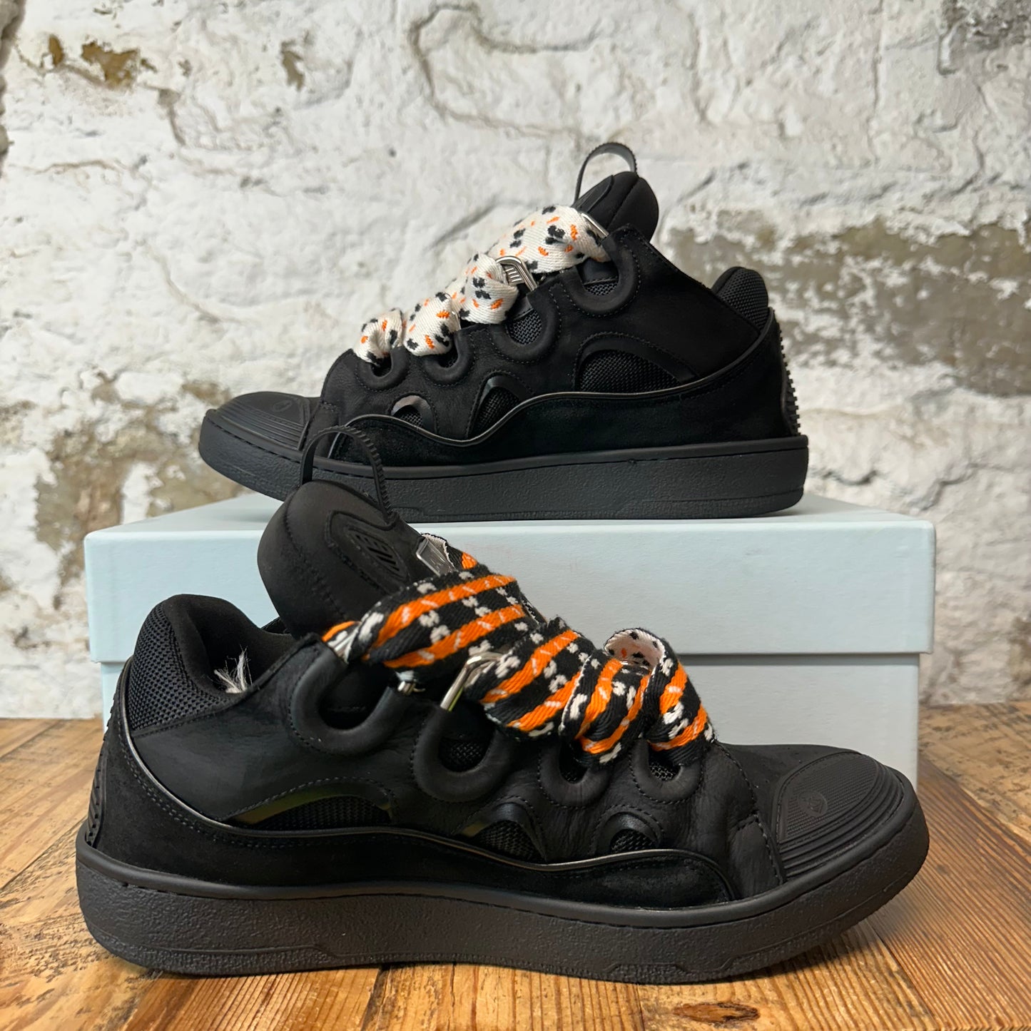 Lanvin Curb Orange White Lace Black Sneaker Sz 10 (43)