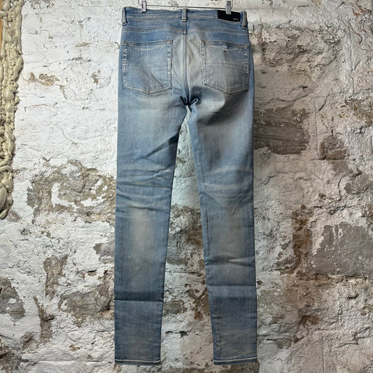Amiri MX1 Cream Suede Blue Denim Jeans Sz 32