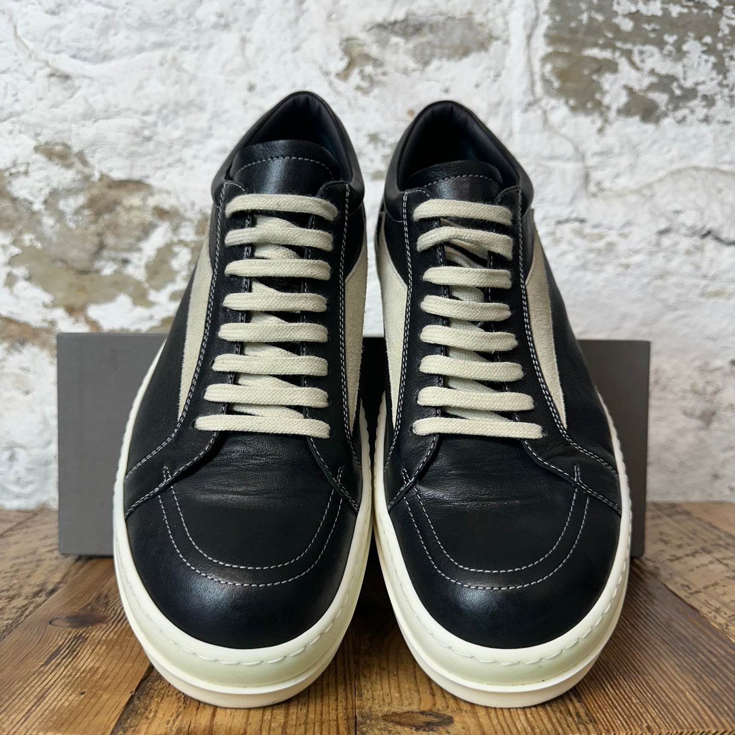 Rick Owens Vintage Black Leather Milk Sneaker Sz 13 (46)