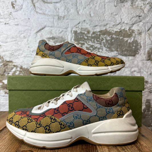 Gucci Rhyton Multicolor GG Monogram Cream Sneaker Sz 12.5