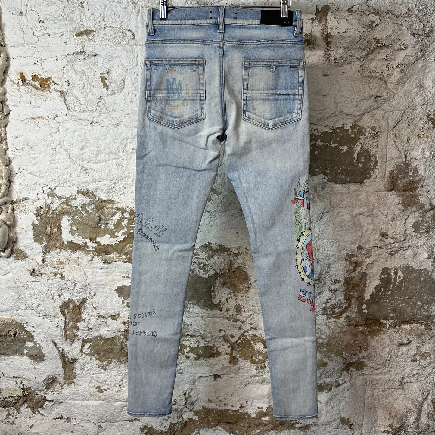 Amiri Zig Zag Light Blue Denim Jeans Sz 30