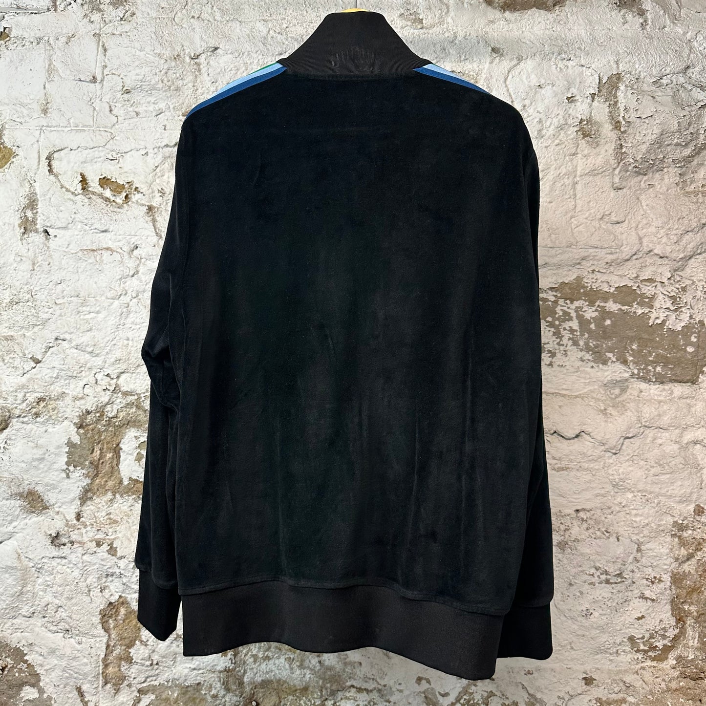 Palm Angels Rainbow Velour Track Jacket Black Sz XXL