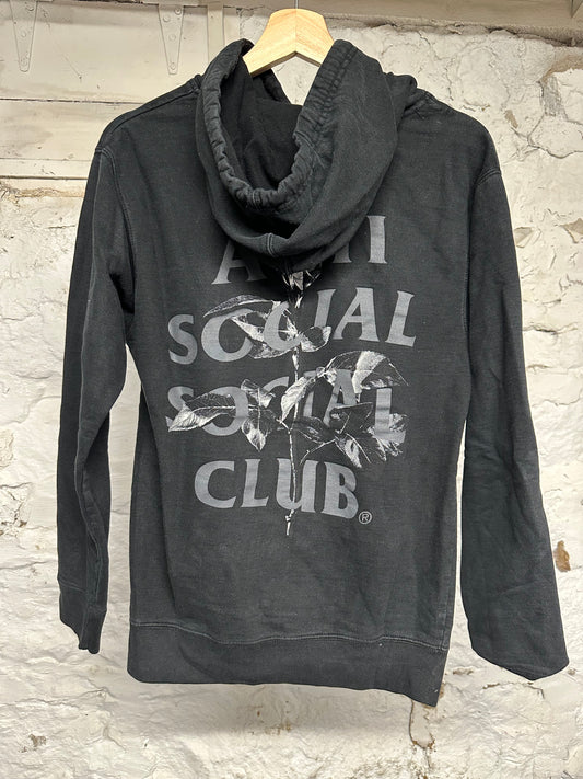 Anti Social Social Club Black Flower Hoodie Sz S