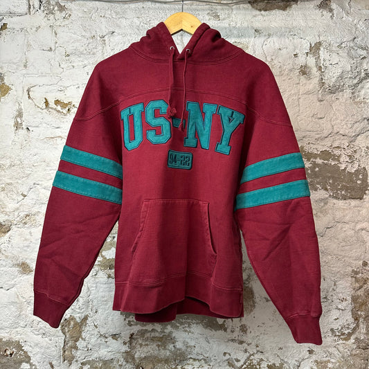 Supreme USNY Hoodie Burgundy Sz S
