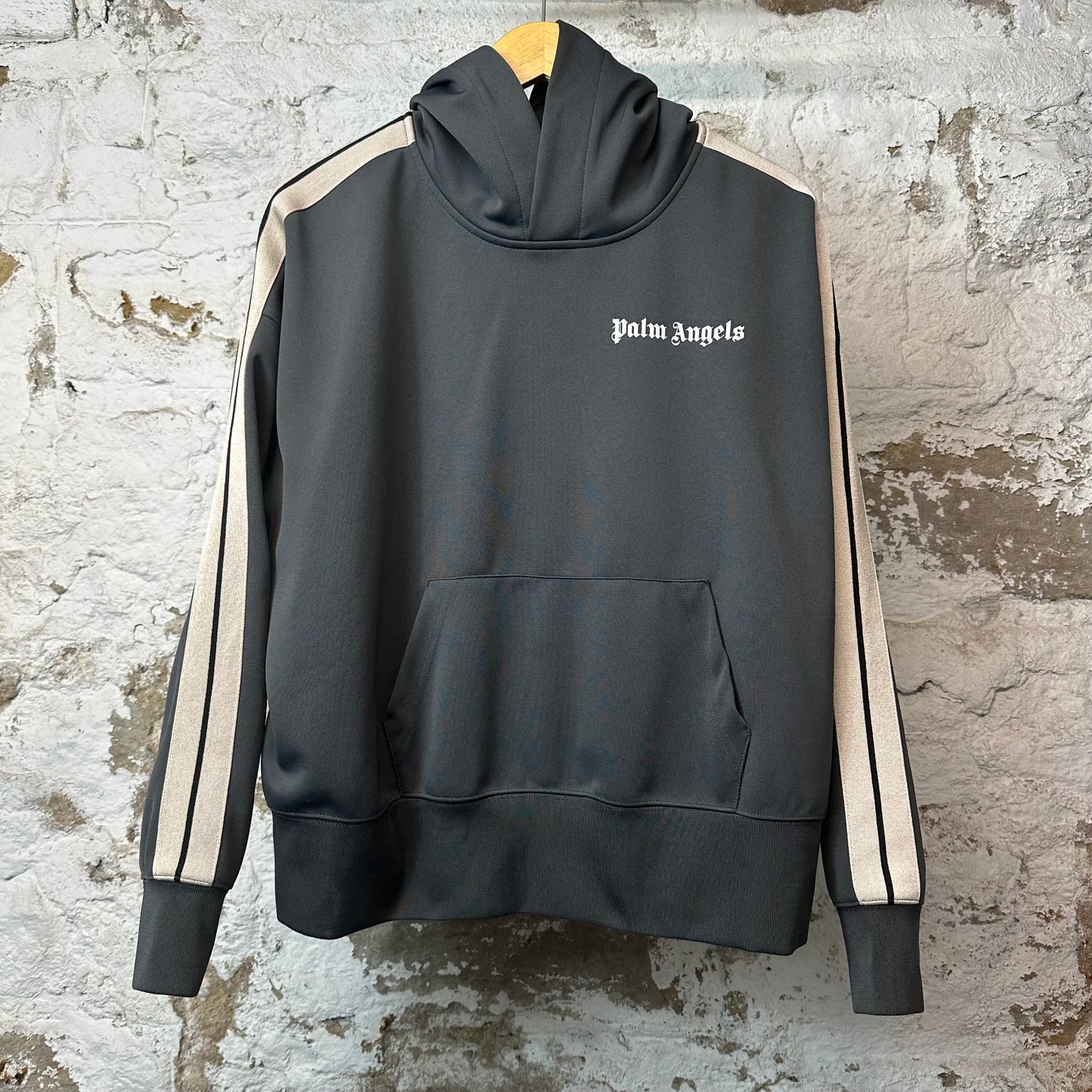 Palm Angels Grey Track Hooded Jacket Sz XS