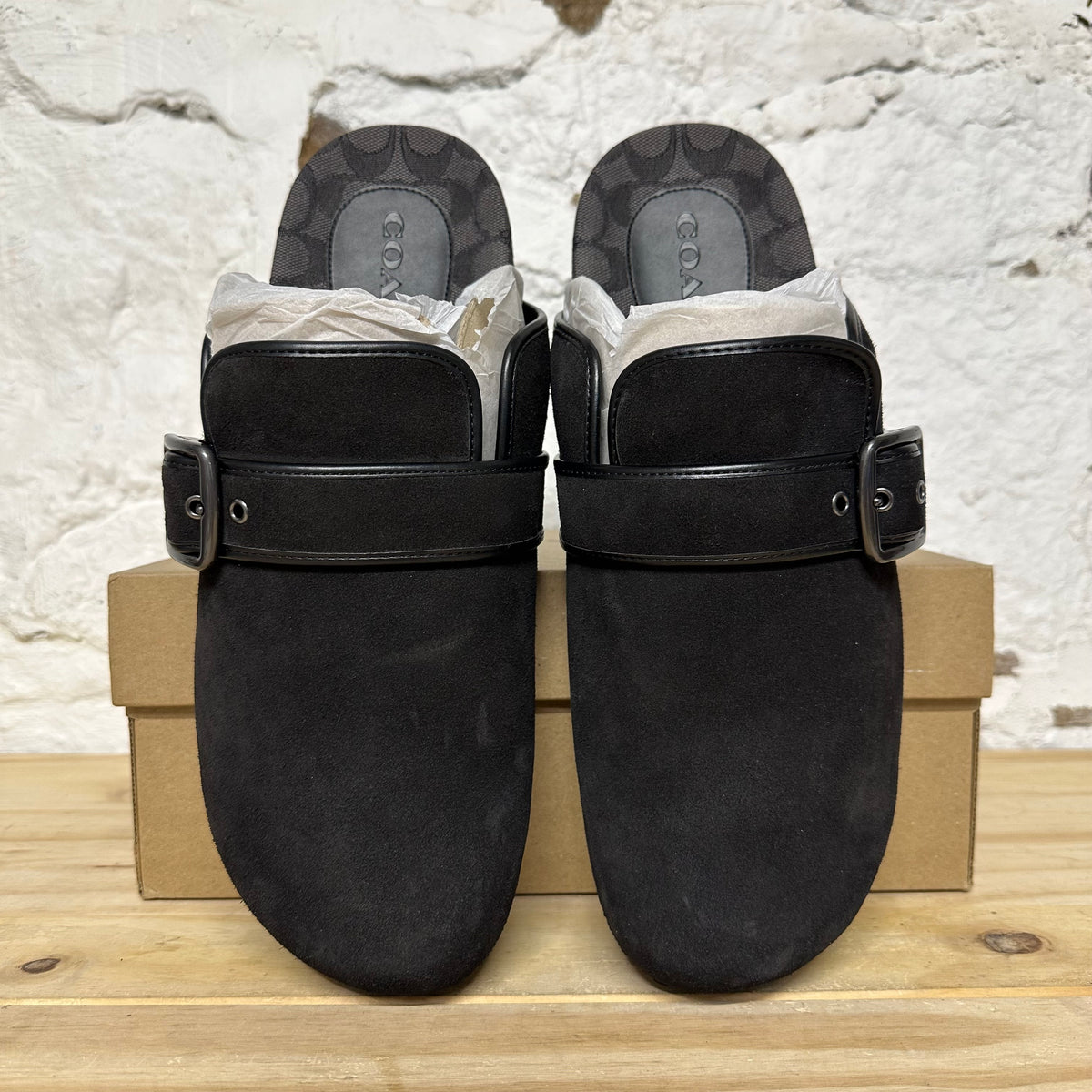 Coach Archive Buckle Black Clog Sz 13