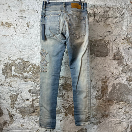 Amiri MA Quad Applique Indigo Blue Denim Jeans Sz 28 DS