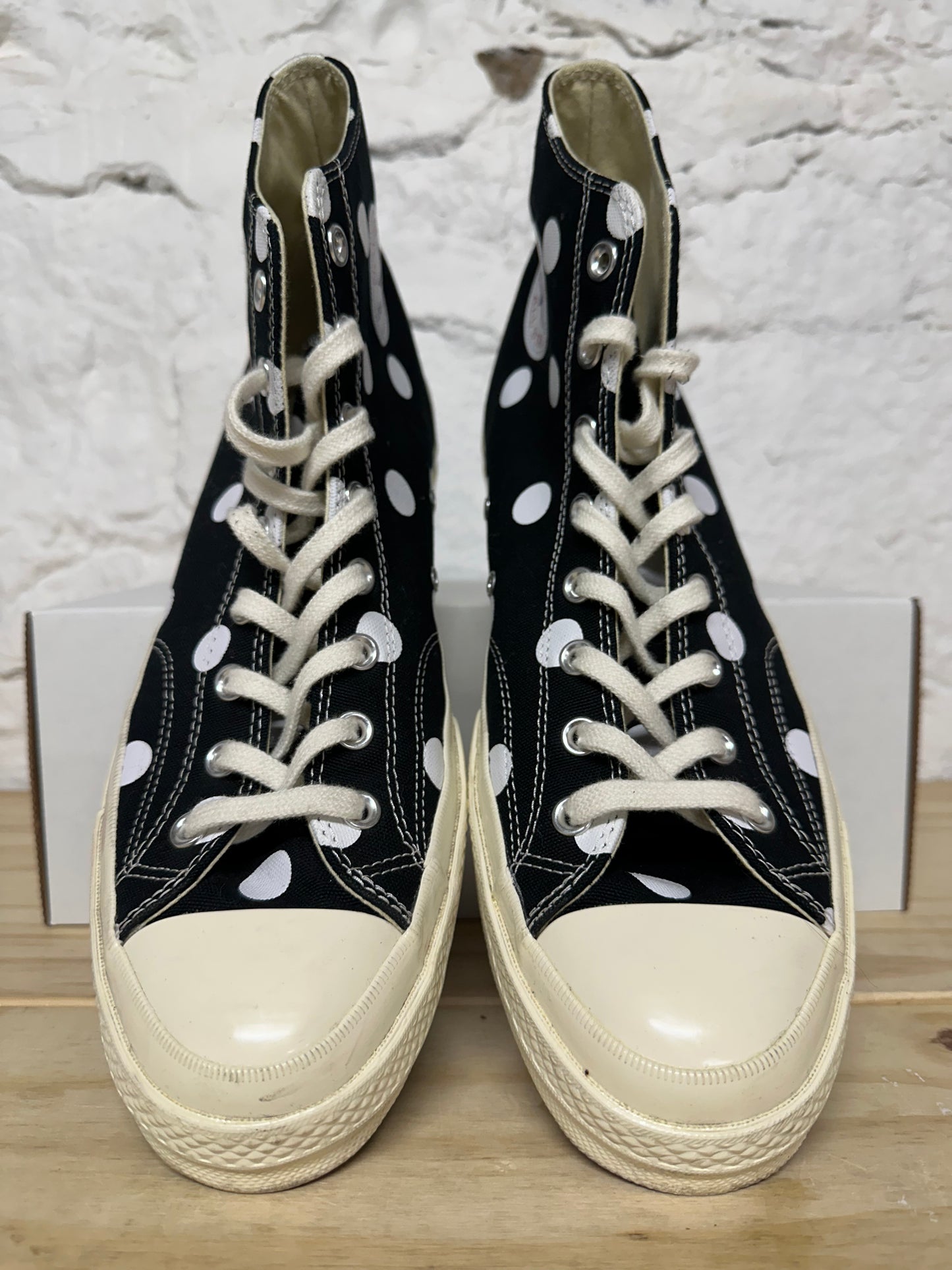 Converse Chuck Taylor All Star 70 Hi CDG Black White Polka Dot Sz 12