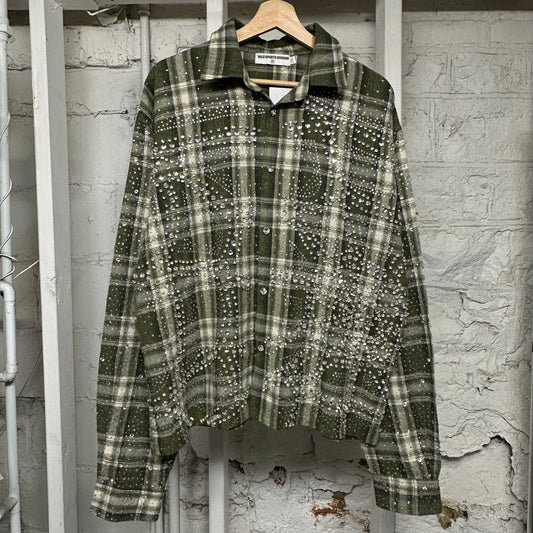 Vale Green Rhinestone Flannel Sz XXL