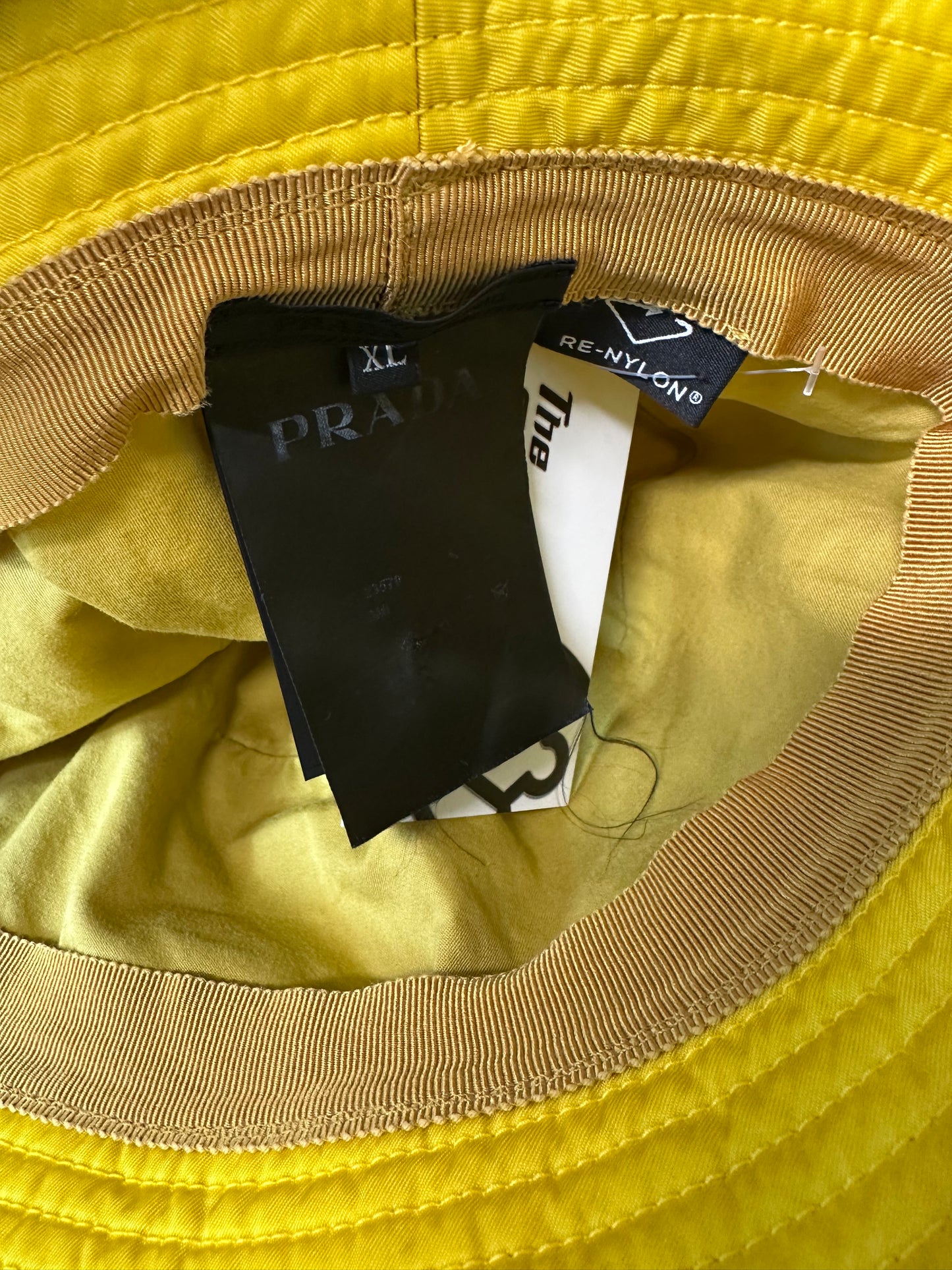 Prada Renylon Yellow Bucket Hat Sz XL