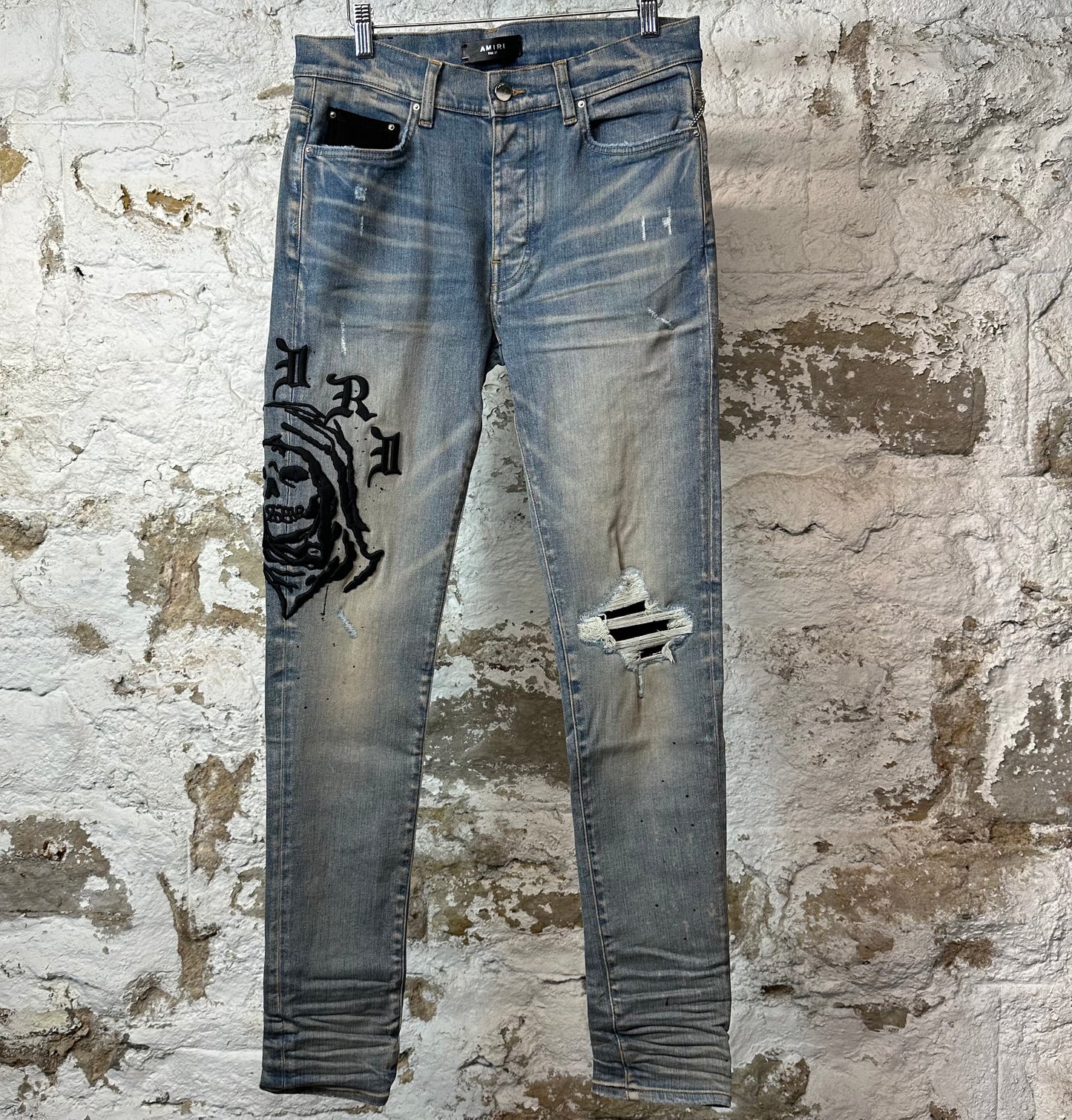 Amiri Reaper Logo Blue Denim Jeans