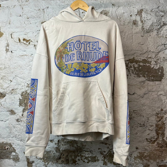 Rhude Hotel Rhu Hoodie Cream Sz XXL