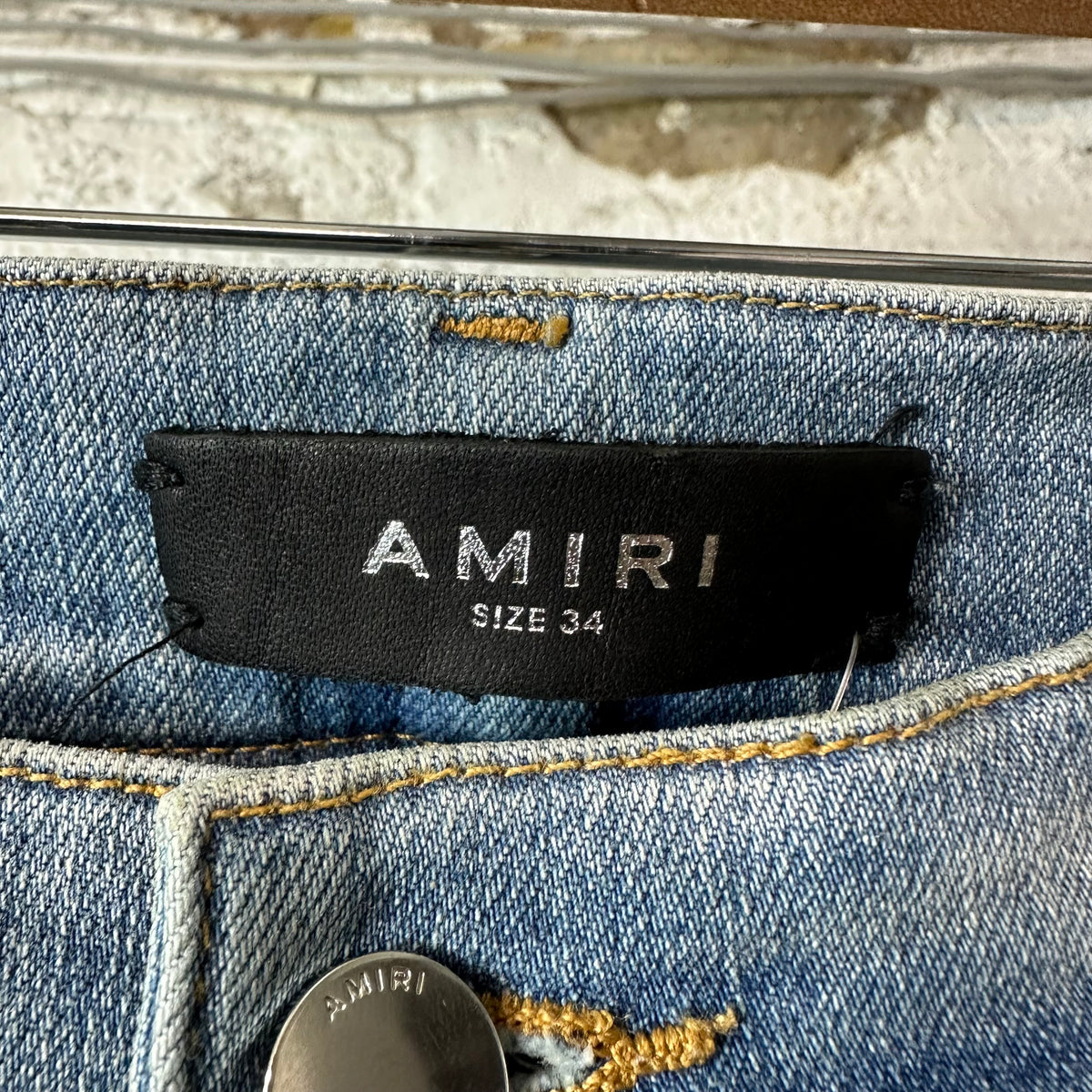 Amiri Tiger Thrasher Blue Denim Jeans Sz 34