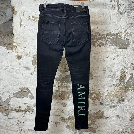 Amiri Green MA Spell Black Denim Jeans Sz 31