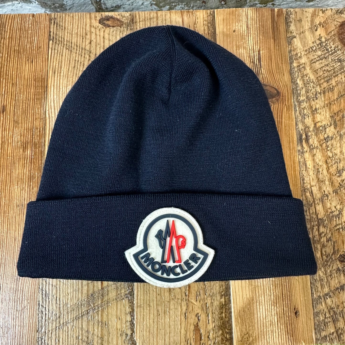 Moncler Big Logo Navy Beanie
