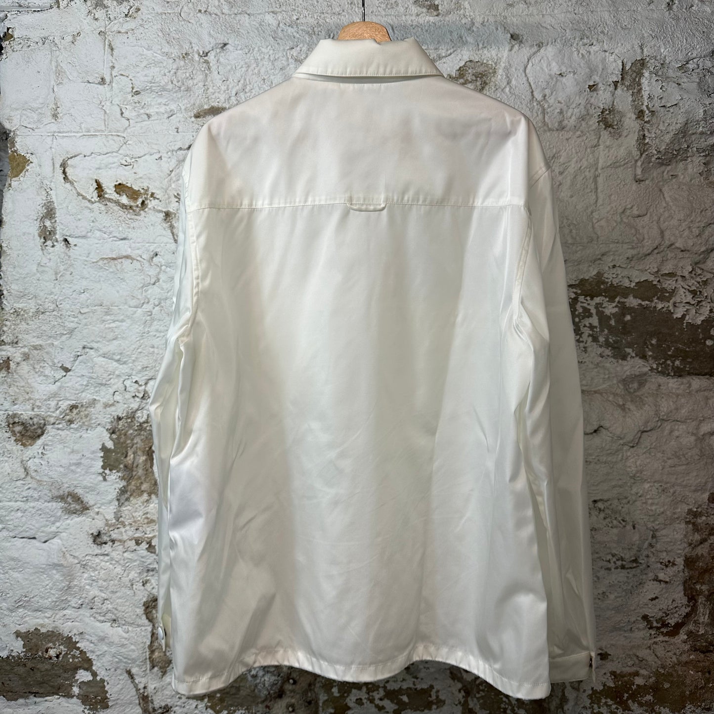 Prada Re-nylon Logo Plack Nylon Jacket White Sz XL DS