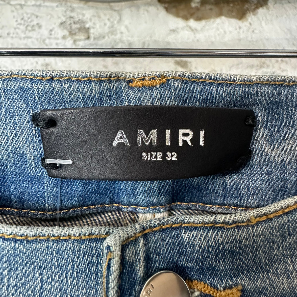 Amiri MX1 Multicolor Paisley Thrasher Blue Denim Jeans Sz 32