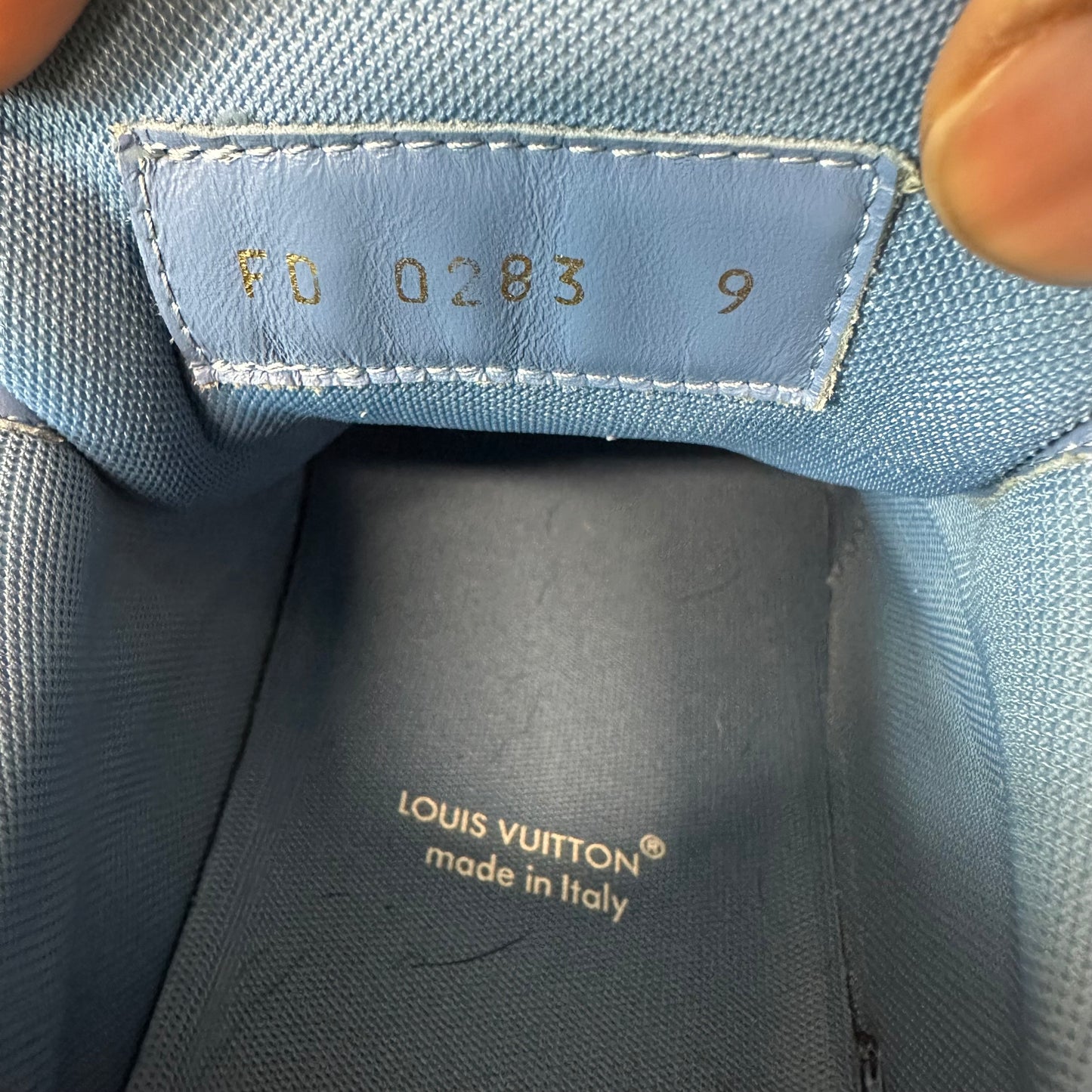 Louis Vuitton Blue Denim Patchwork Trainer Sz 10.5 (9LV) No Box