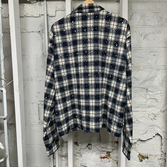 Vale Blue Plaid Rhinestone Flannel Sz L