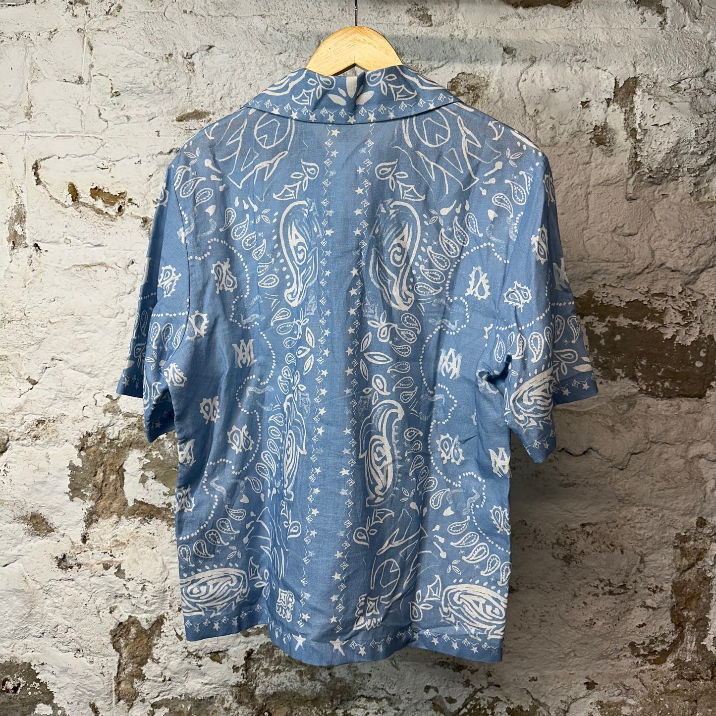 Amiri White Paisley Button Up Shirt Blue Sz M