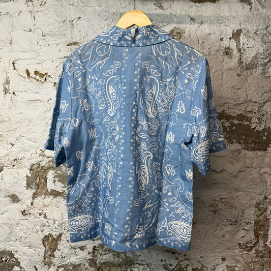 Amiri White Paisley Button Up Shirt Blue Sz M