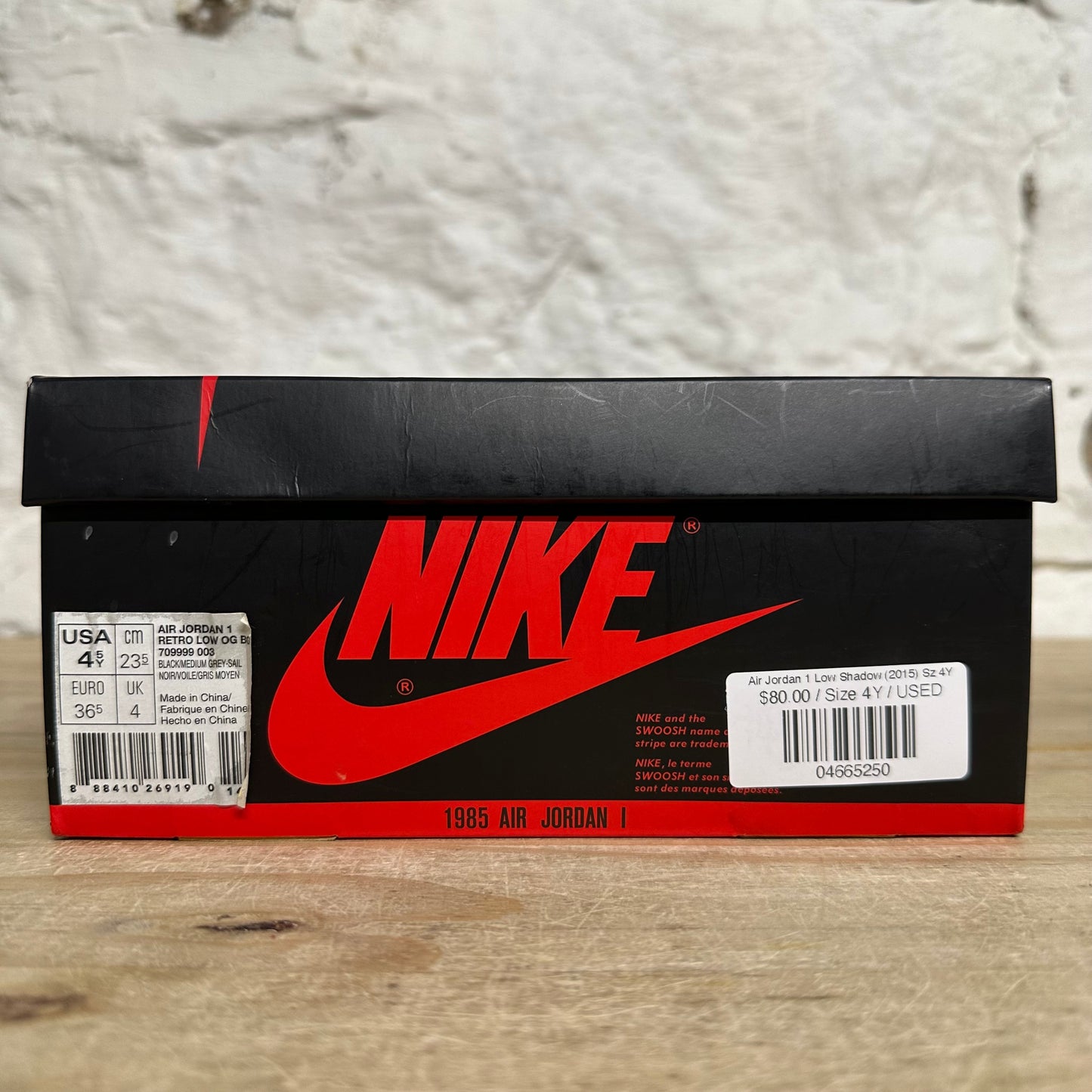 Air Jordan 1 Low Shadow (2015) Sz 4Y