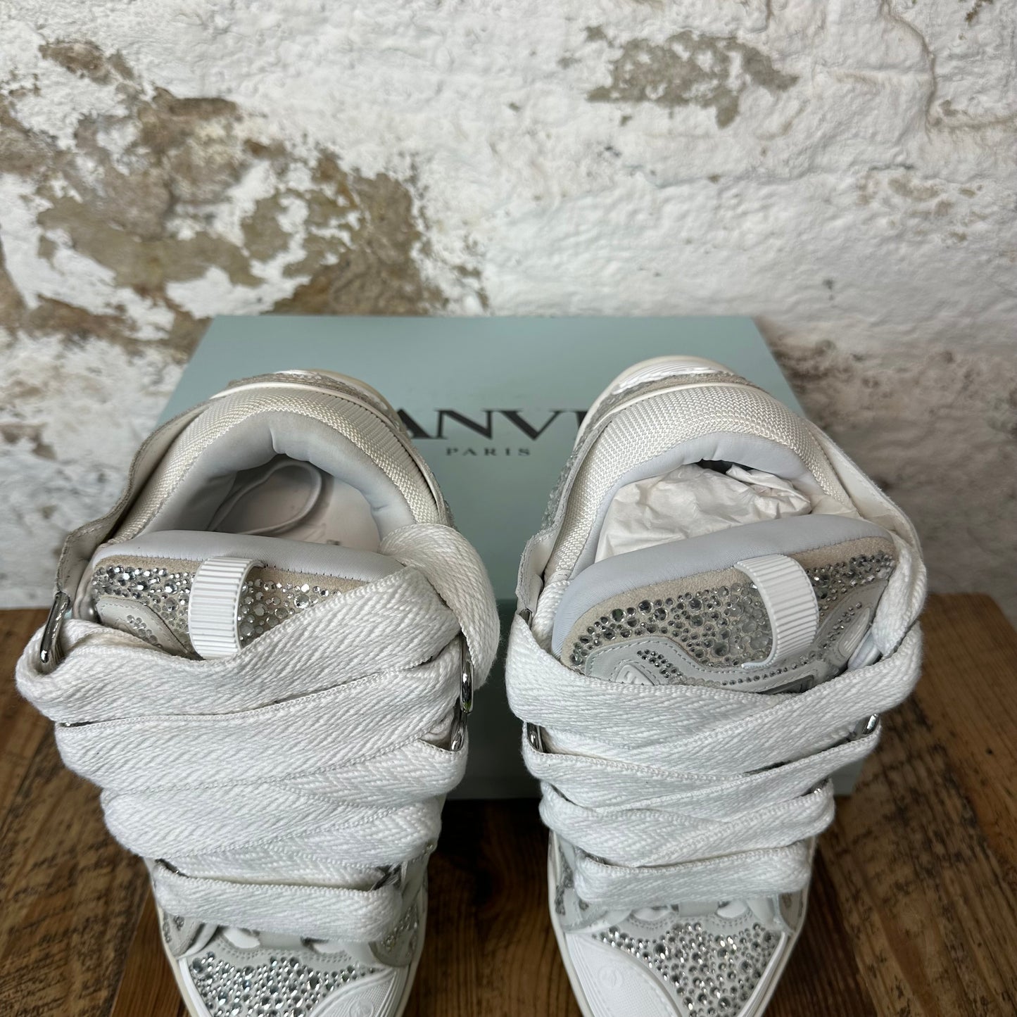 Lanvin Curb Rhinestone White Sneaker