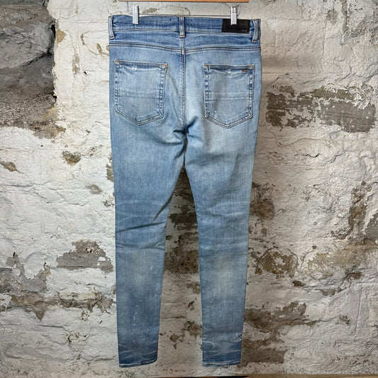 Amiri MX1 Indigo Paisley Blue Denim Jeans Sz 32
