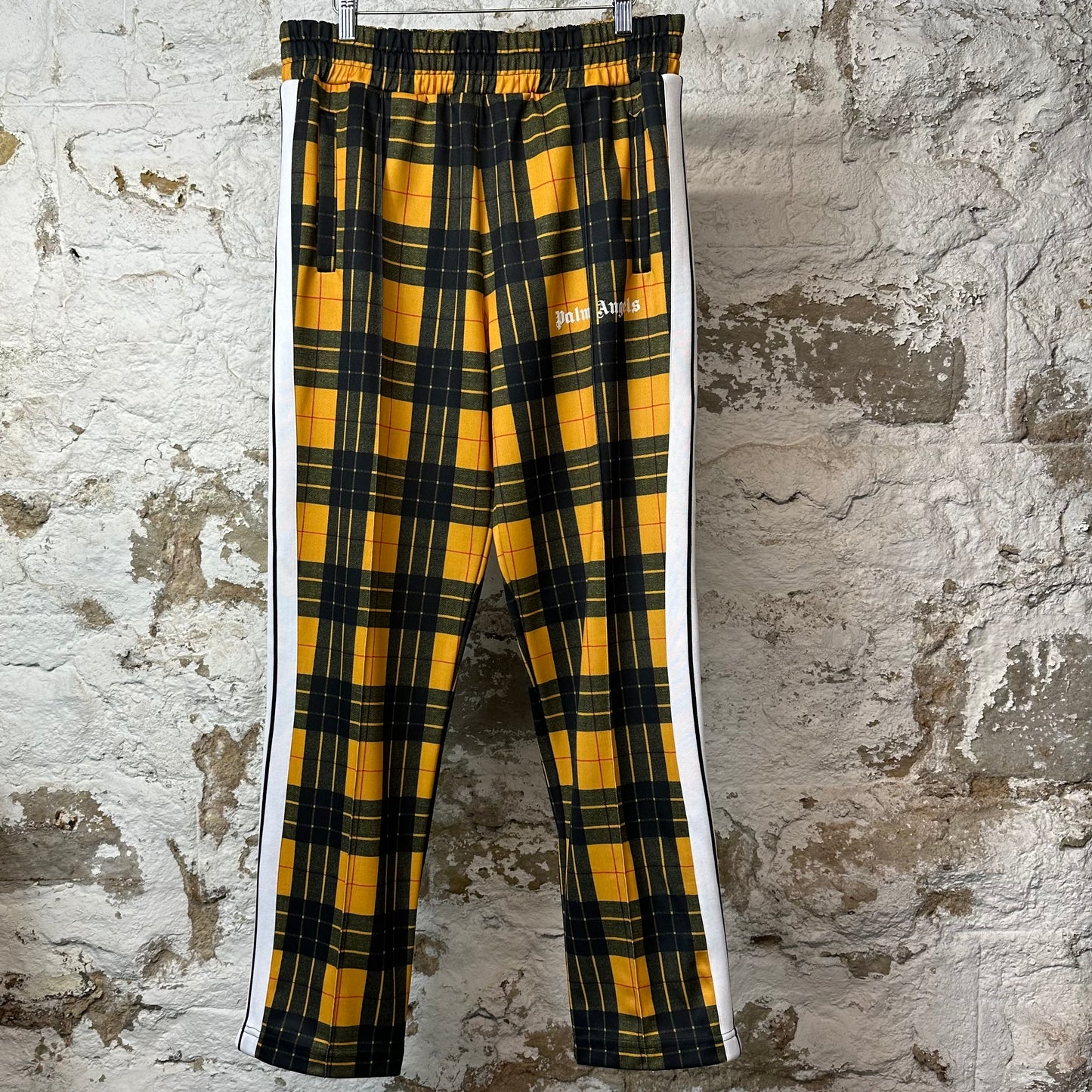 Palm Angels Yellow Green Plaid Track Pants Sz XL