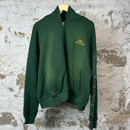 HMDD Crystal Zip Up Hoodie Green Sz M