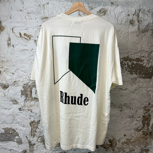Rhude Green Logo T-shirt White Sz XL DS