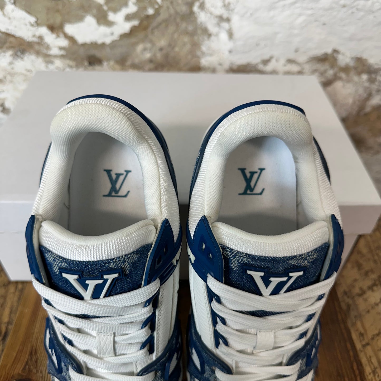 Louis Vuitton Blue Denim White Trainer Sneaker Sz 5.5 (4LV)