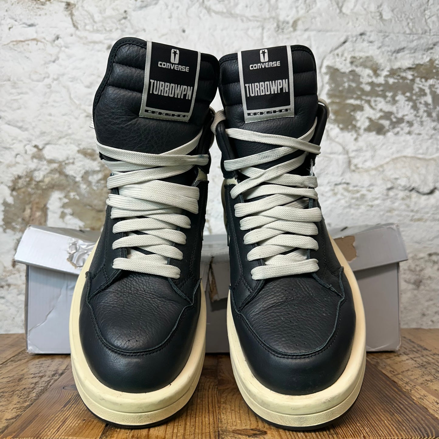 Rick Owens High TURBOWPN Black Cream Sneaker Sz 11.5
