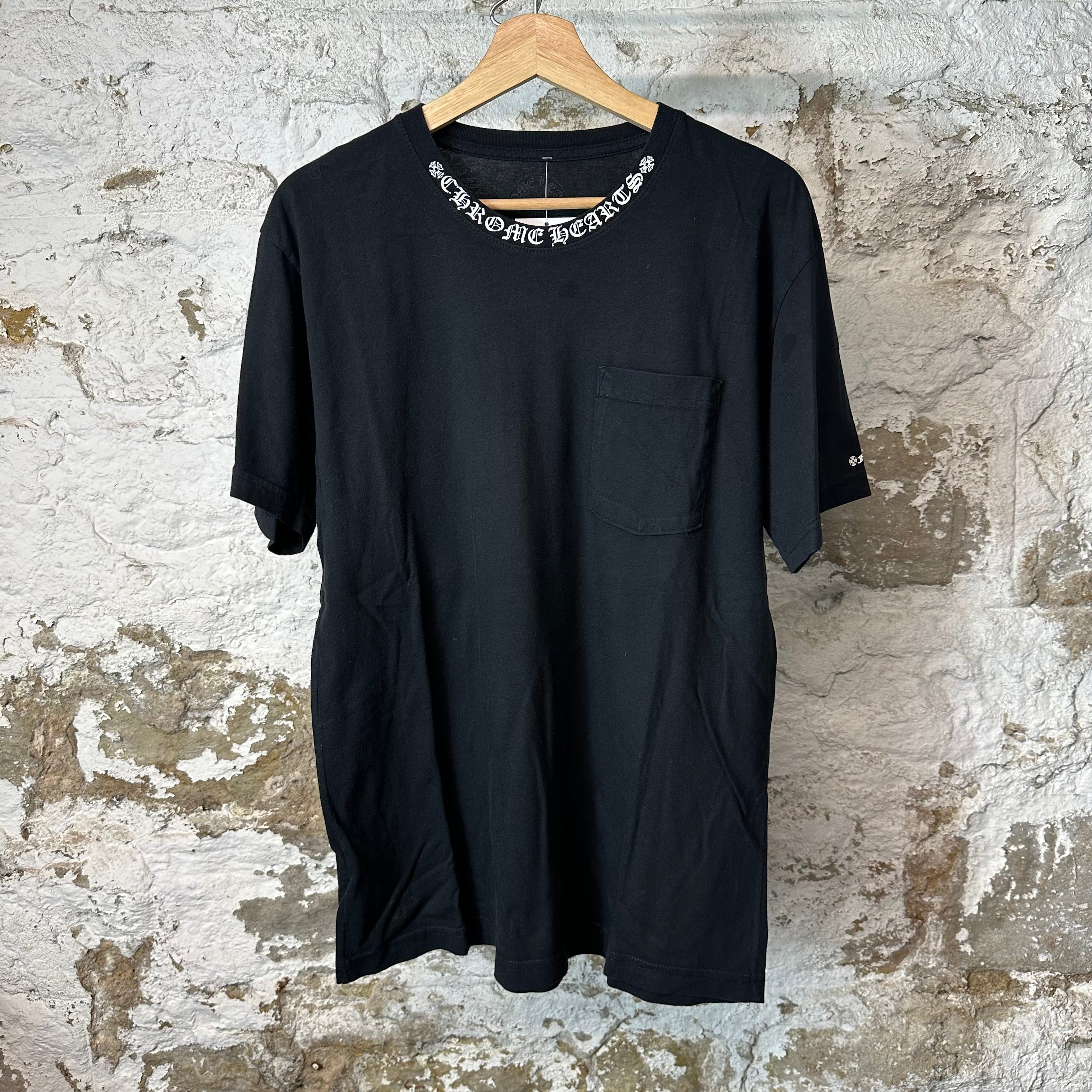 Chrome Hearts White Neck Spell Black T-Shirt Sz L