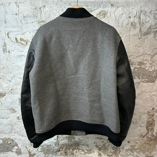 Off-White Logo Lettering Leather Bomber Jacket Sz XL