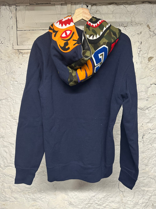 Bape Navy Green Camo Shark Tiger Hoodie DS