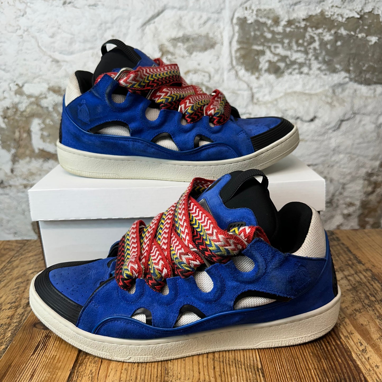 Lanvin Curb Multicolor Lace Blue White Sneaker Sz 13 (46)
