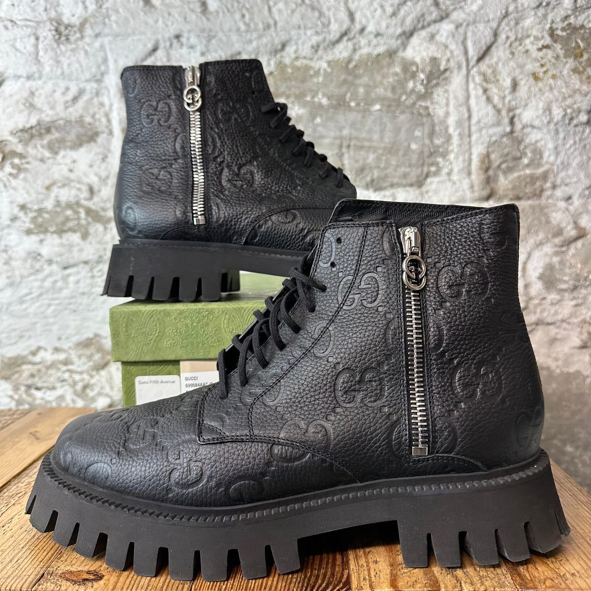Gucci GG Embossed Monogram Calf Boot Sz 12
