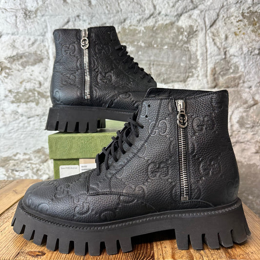 Gucci GG Embossed Monogram Calf Boot Sz 12