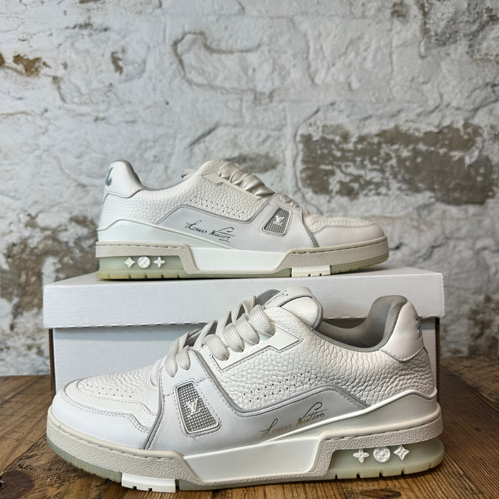 Louis Vuitton Triple White Leather Trainer Sneaker Sz 9.5 (8LV)