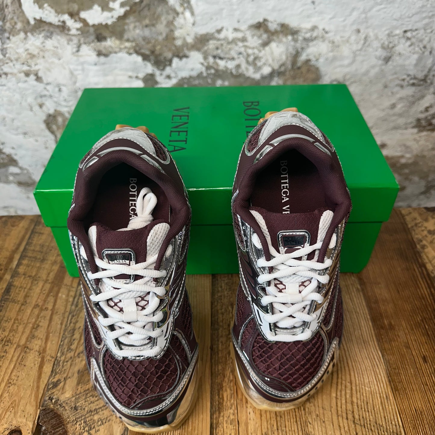 Bottega Veneta Burgundy Silver Orbit Sneaker Sz 6 (38) DS