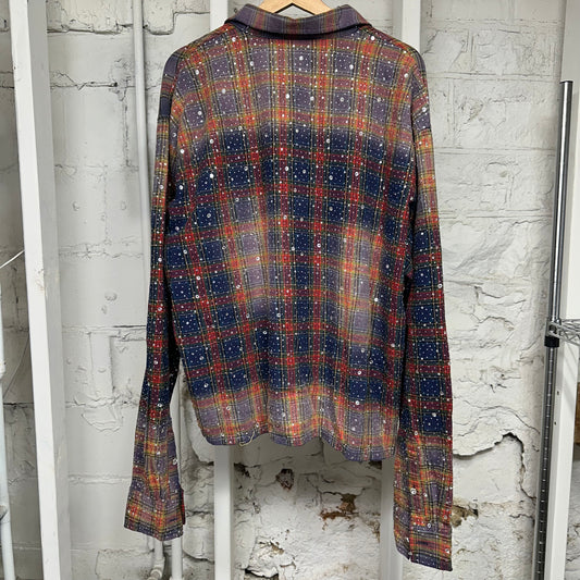 Vale Multicolor Plaid Rhinestone Flannel Sz XXL