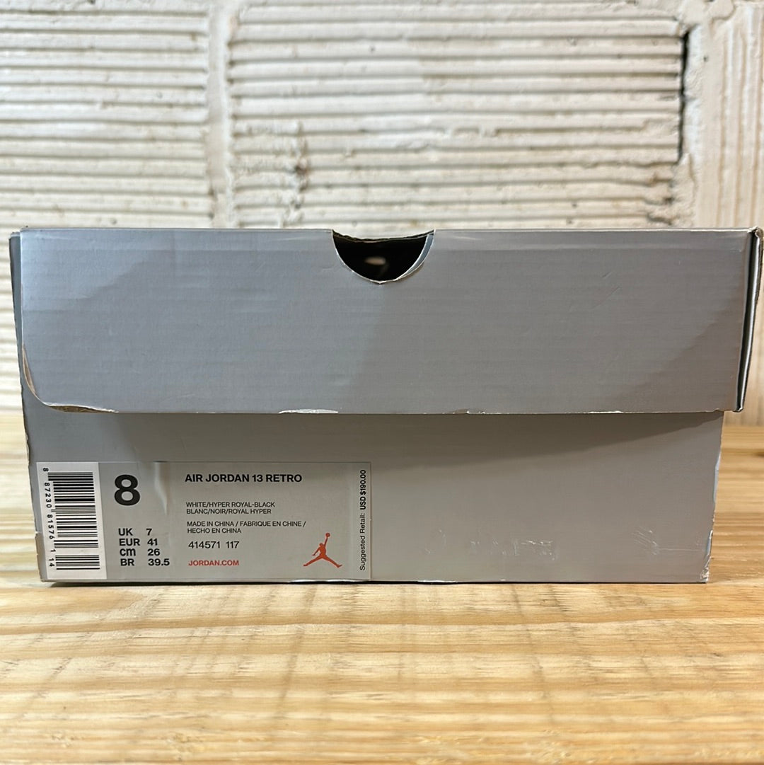 Air Jordan 13 White Hyper Royal Black Sz 8 DS