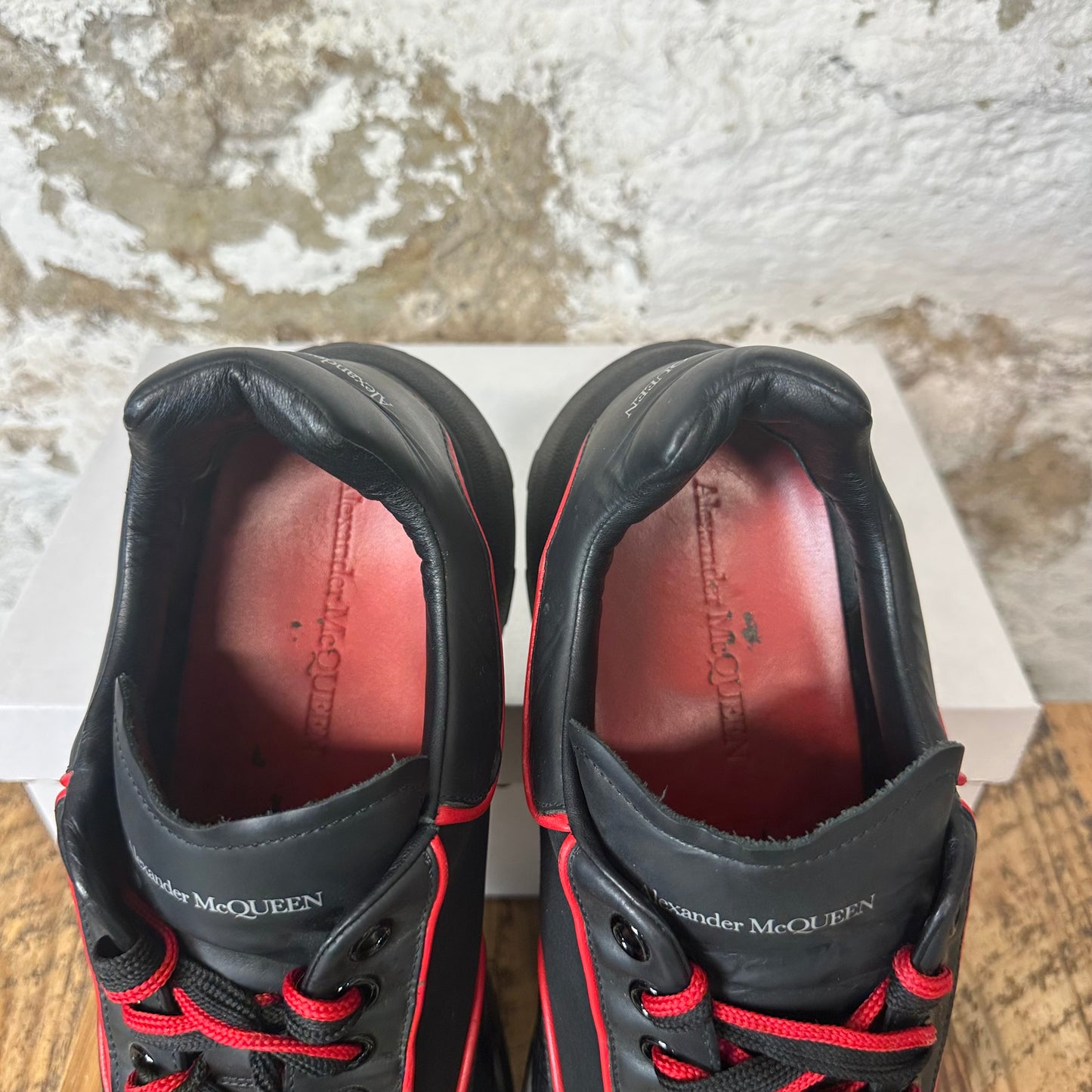 Aexander Mcqueen Black Red Nappa Joey Sneaker Sz 11 (44)