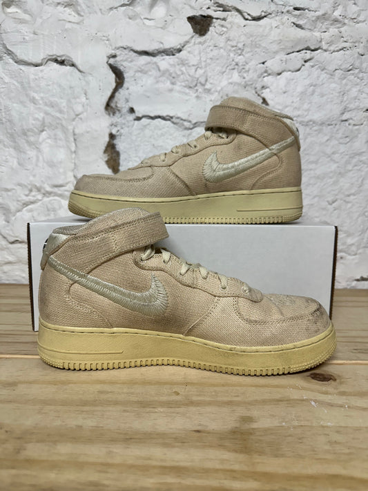 Nike Air Force 1 Mid Stussy Fossil Sz 9.5